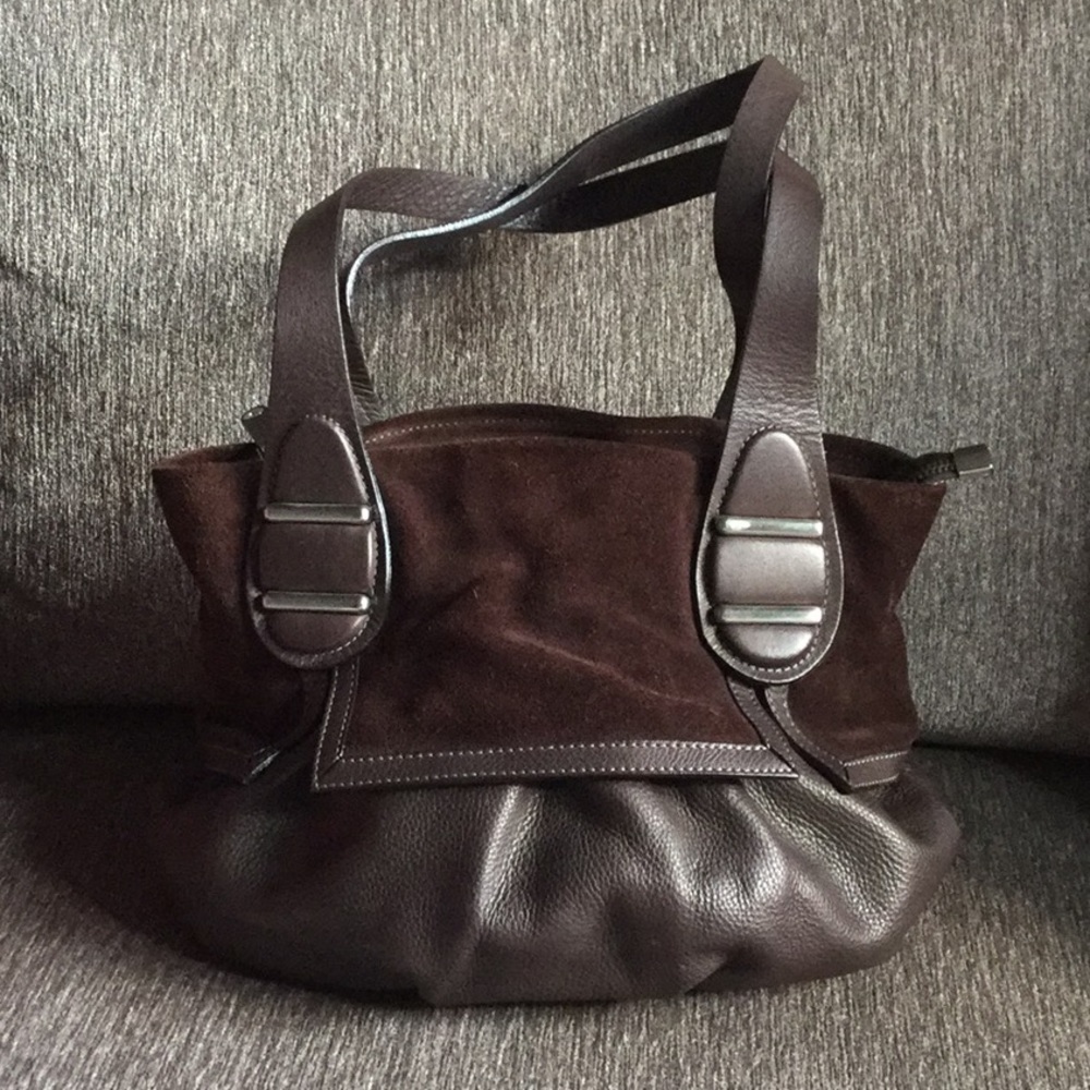 ITALIAN brown leathers &suede purse